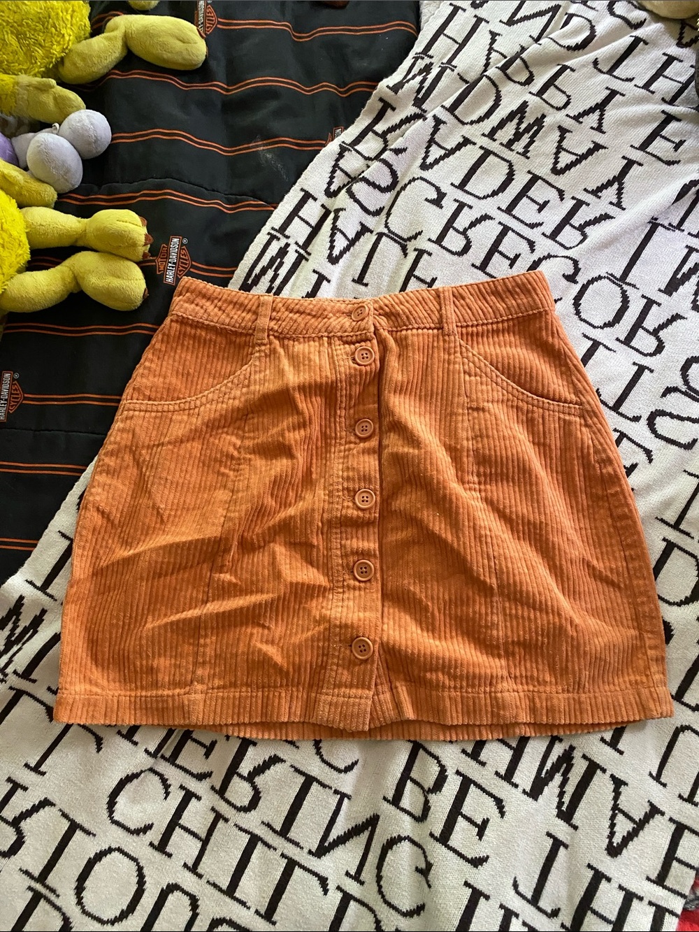 Forever 21 Rust Orange Corduroy Button-Front Mini Skirt